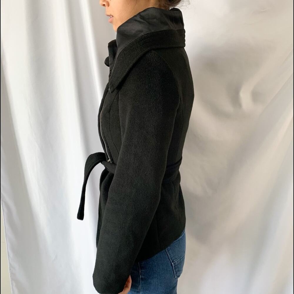 Ciao Milano Black Shawl Neck Wrap Style Pea Asymmetrical Coat Size Extra Small - Picture 3 of 12